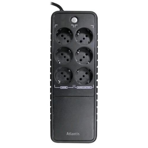 ATLANTIS LAND A03-PS1000 UPS 500W/1.000Va 6xSHUCKO DURATA A META' CARICO IN BLACKOUT 4MIN COLORE NERO
